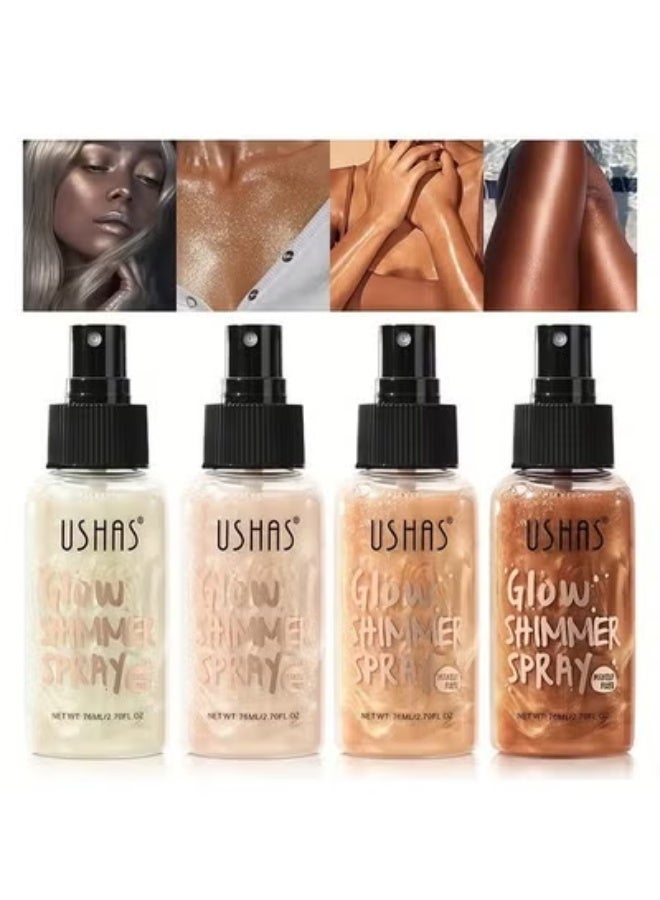 Ushas Glow Shimmer Spray - Shimmer Body Oil Liquid Easy to Push Away Natural Moisture Glitter Face Brightening Glow Pearl Highlighter Illuminator Shine Contouring Makeup for Face and Body #02 - Image 5